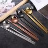 Reusable Chopstick and Spoon Set, Korean Long Handle Stainless Steel Spoon and Chopsticks, Set of 4, For Kitchen or Restaurant