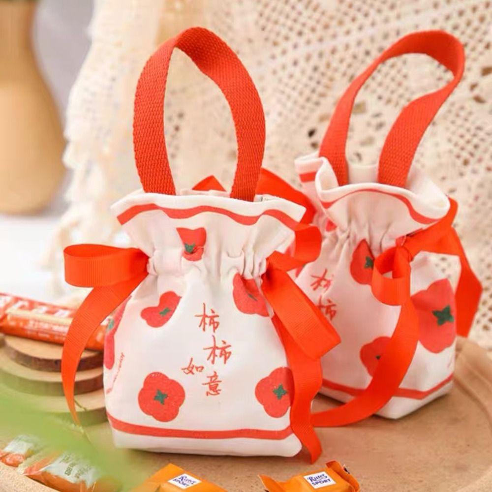 Drawstring Wedding Candy Bag Bowknot Chinese Style Handbag Portable New Year Gifts Bag  Party