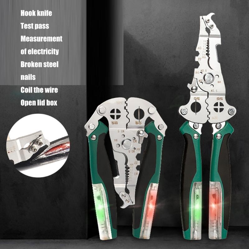 Wire Stripping Plier with Electricity Measurement Electrician Plier 11 In 1 Multifunctional Wire Stripping Plier