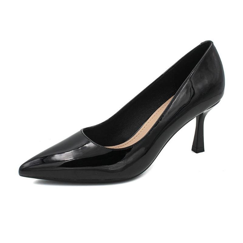 7-5 Simple solid color pointed thin heel high heels spring new high heel single shoes women