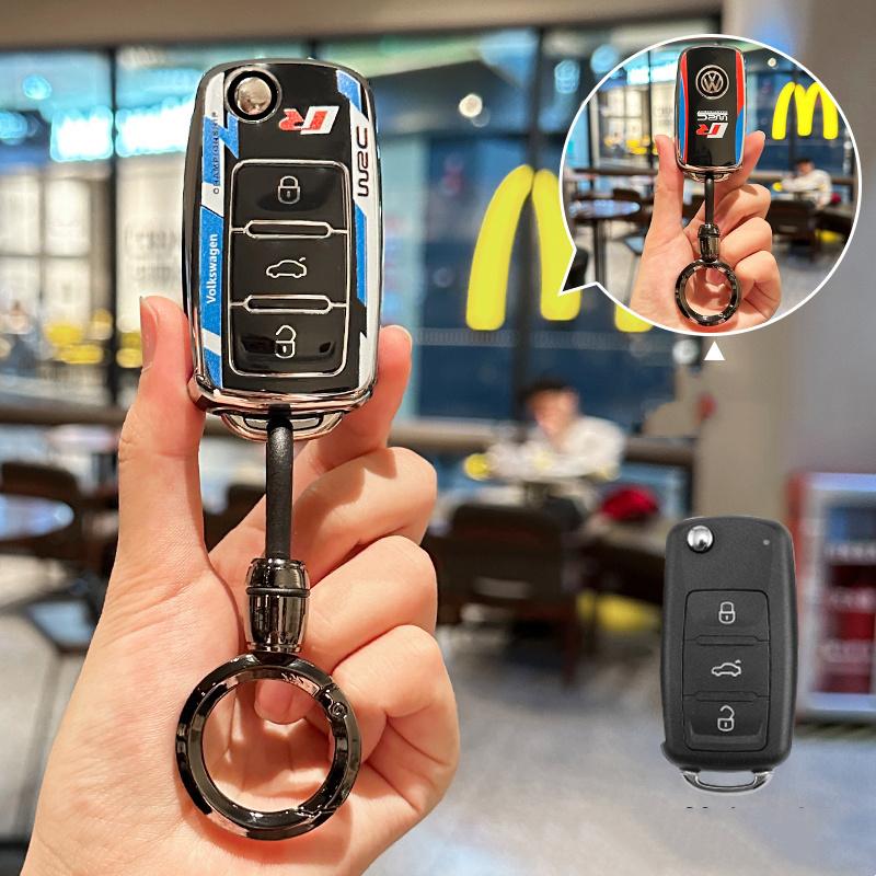 For VOLKSWAGEN TPU Car Remote Flip Key Case Cover Shell For Volkswagen VW Polo Golf Passat Tiguan Beetle Caddy T5 Up Eos Keychai