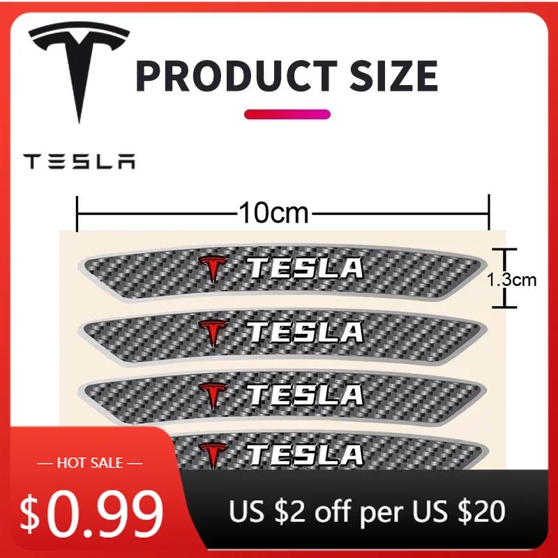 Car Sticker Tesla 4pcs Car Logo 3D Trim Badge Wheel Brow Decal Car Wheel Hub Sticker For Tesla Model 3 X S Y P100D SpaceX Auto A