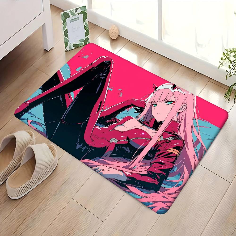 Anime Zero Two Rubber XXL PC Bathroom Mat Anti-slip Absorb Water Long Strip Cushion Bedroon Mat Welcome Doormat