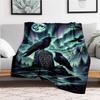 "Midnight Mystique: Raven Statue with Norse Runes - Perfect for Fantasy Enthusiasts"Blanket Flannel Throw Blanket for Sofa, Bed, Travel, Cam