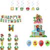Mario Theme Party Decorations Set Flags, Cake Toppers, Balloons, And Spirals For An Amazing Party Atmosphere!