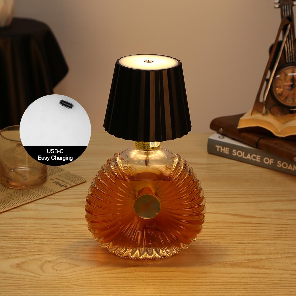 Wireless Bottle Lamp Rechargeable LED Table Lamp 3 Color + RGB  Wine Bottle Lamp Touch-Control Desk Lamp for Bars Restaurants