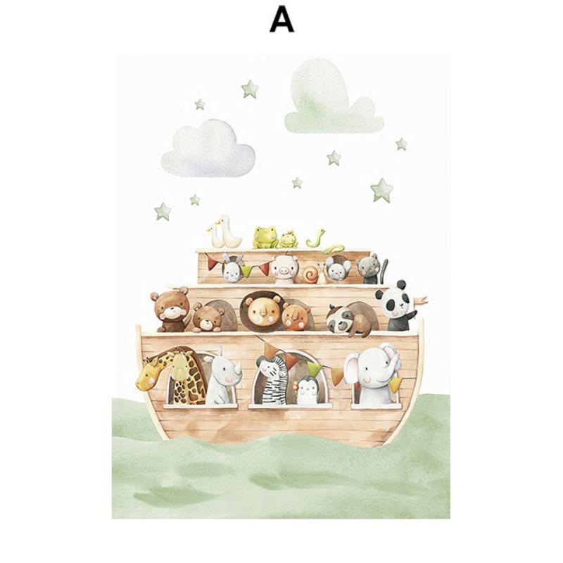 Balloon Lion Tiger Giraffe Rainbow Ship Nursery Wall Art Canvas Painting Nordic Posters And Prints Pictures Baby Kids Room Decor