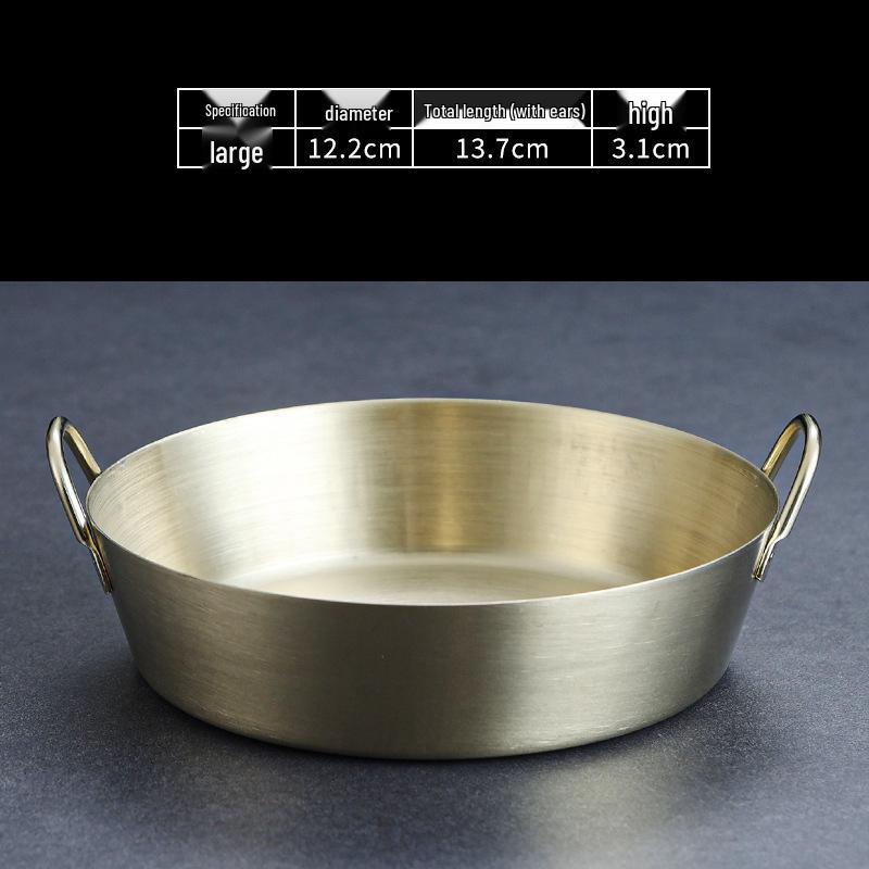 Gold-Plated 304 Stainless Steel Kimchi & Dipping Dish with Handle – Extra Thick Japanese/Korean Style Retro Dish
