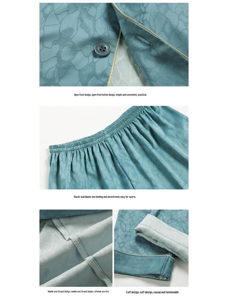 Men's Long Sleeve Silk Pajama Set - Spring & Autumn