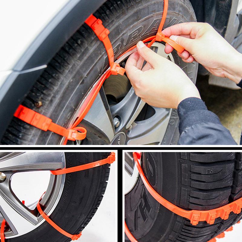 Universal Nylon Anti-Skid Chains for Car Tires - Snow & Mud Emergency Chains for Sedans & SUVs.