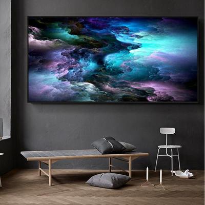 Pintura moderna, imágenes artísticas de pared para decoración de habitación, carteles e impresiones de capas de nubes coloridas abstractas en lienzo, decoración sin marco