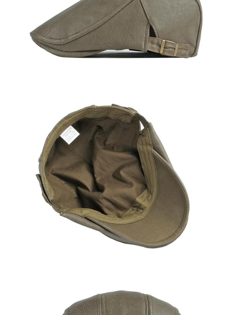 Men's and Women's British Retro PU Leather Beret - Stylish, Thickened, Warm Patent Leather Duckbill Cap for Autumn and Winter