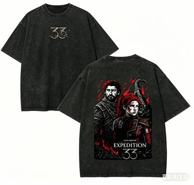Expedition 33 Washed T-shirt 2026 New Model Personality Clothes Shirt Year Round Clothing Streetwear Trendy Couples Hot Product