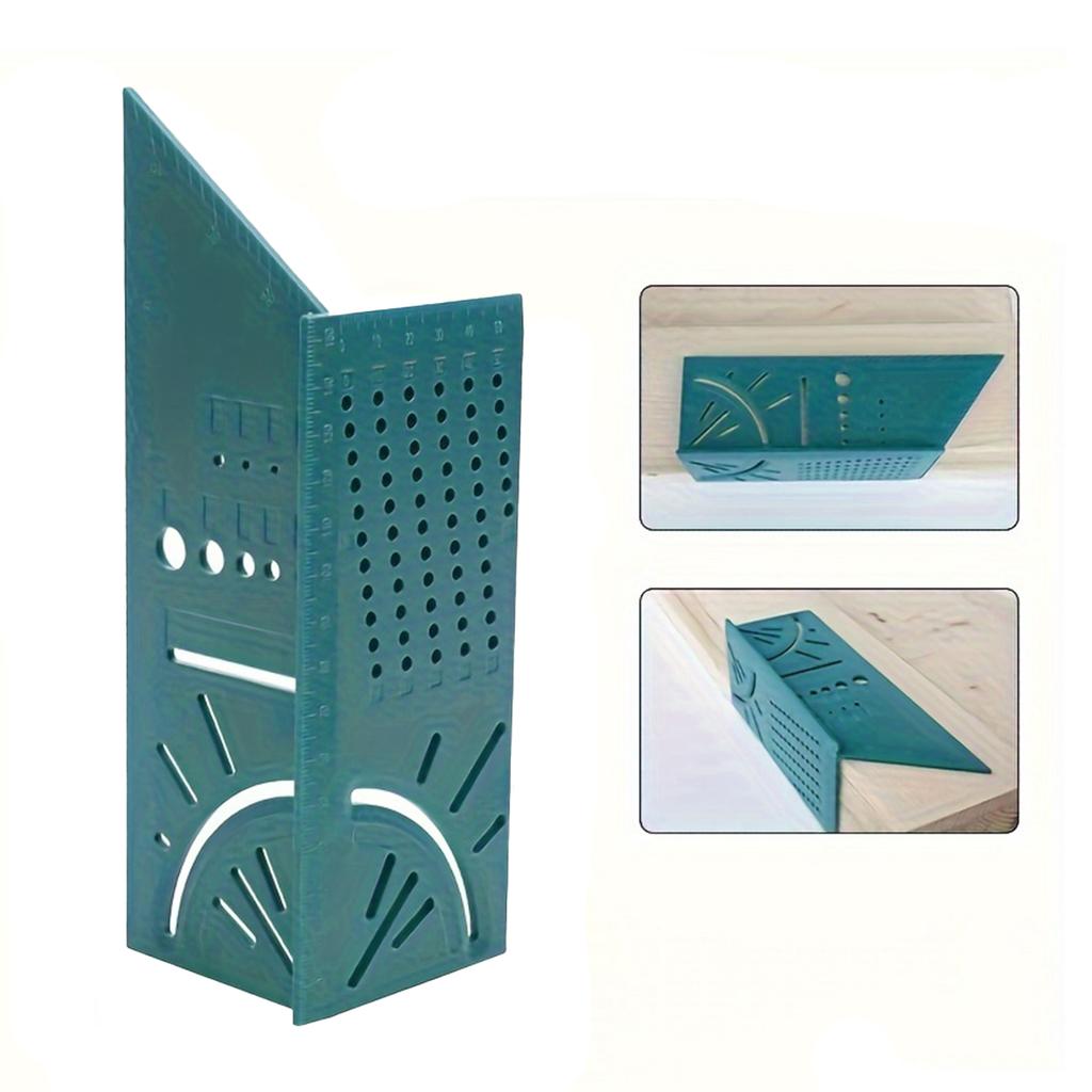 1pc Woodworking 3D Mitre Angle Measuring Tools, Multi-Functional 90 Degree Line Ruler, Perforated Positioning Ruler,Measure Tool