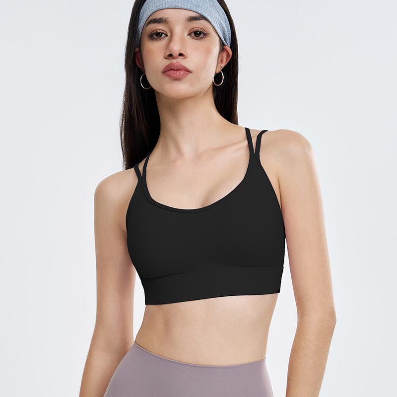 Women's Shockproof Sports Bra - Stylish Back Yoga Vest with Fixed Cup for Pilates and Fitness