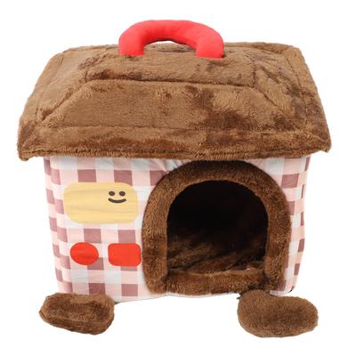 Cat House Soft Comfortable Enough Interior Space Portable Cartoon Cute Dog House Kennel Bed for
