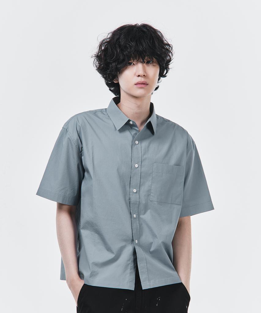 SIGNATURE Summer Oxford Crop Half Shirt [Blue]