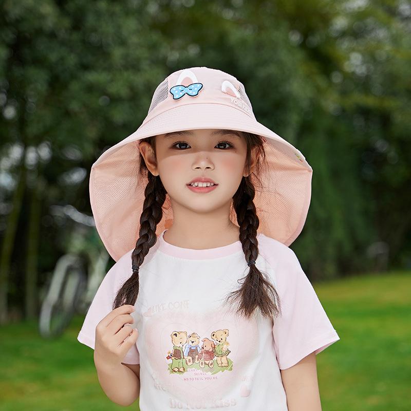 Children's Hat Summer Cartoon Sun Protection Sun Hat Face Protection UV Mesh Breathable Boy and Girl Shawl Hat
