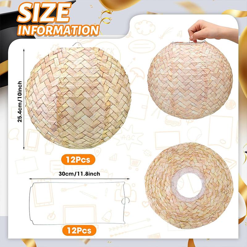 

12 шт. Экологичные свадебные подвесные фонари в деревенском/кантри стиле, бамбуковые фонари из натурального волокна, свадебные украшения 25 см 12pcs