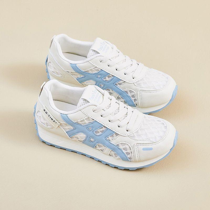 2025 New Summer Mesh Breathable Sports Shoes Women's Little White Mesh Shoes Lightweight Soft-soled Forrest Gump Training Running Shoes