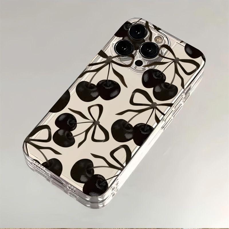 Black Cherry Phone Case for iPhone 17 Air 16 15 14 13 12 11 Pro Max Plus Mini Xs X 8 7 Soft Transparent Cover Fundas Accessory