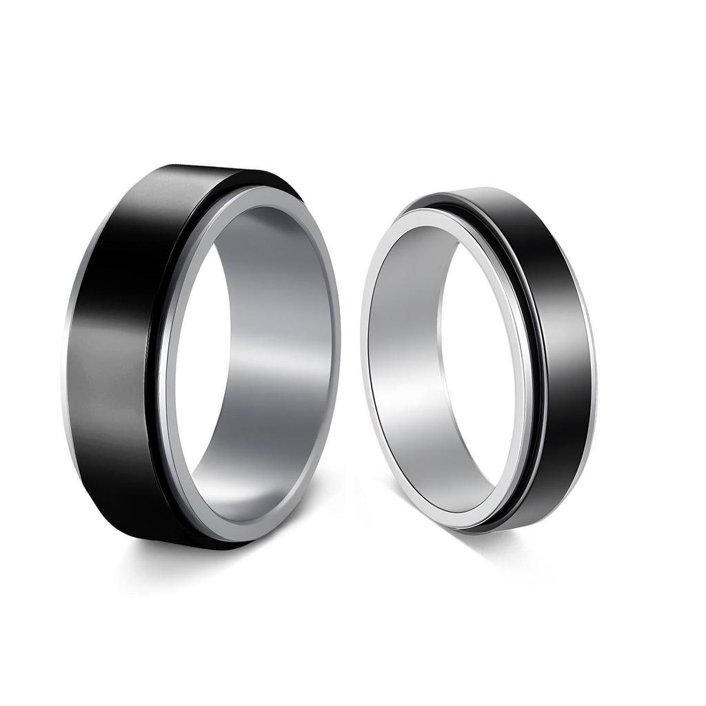 Stainless Steel Rotating Decompression Rings for Couples: Modern and Stylish