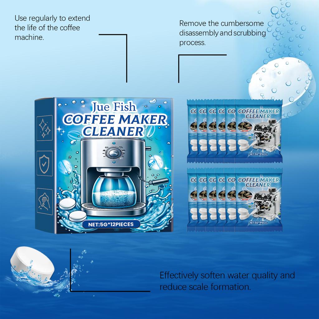 12 Pieces/Box Coffee Machine Cleaning Tablets Descaling Tablets  Quickly Dissolve To Remove Stains Filter Maintenance