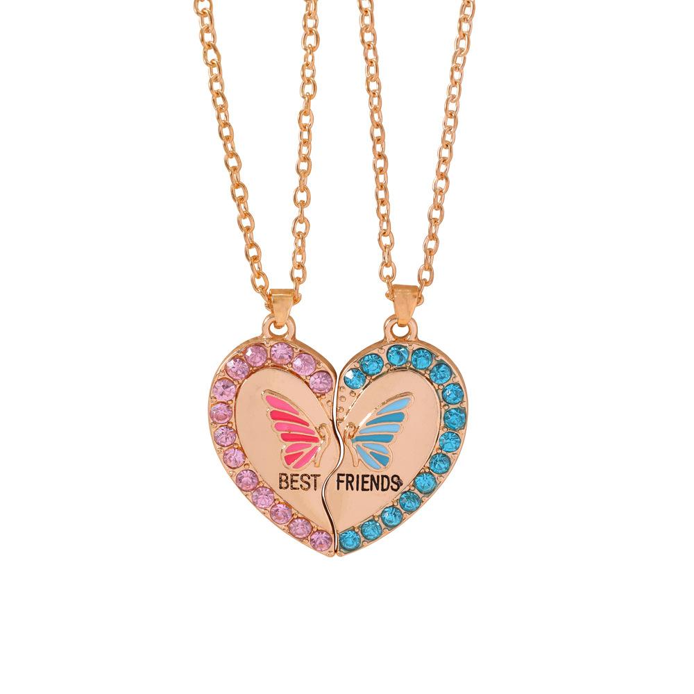 Romantische Beste Freunde Honig Liebe Paar Anhänger Halskette 2 Stück/Set Regenbogen Gebrochenes Herz BFF Gute Freunde Freundschaft Schmuck Geschenk