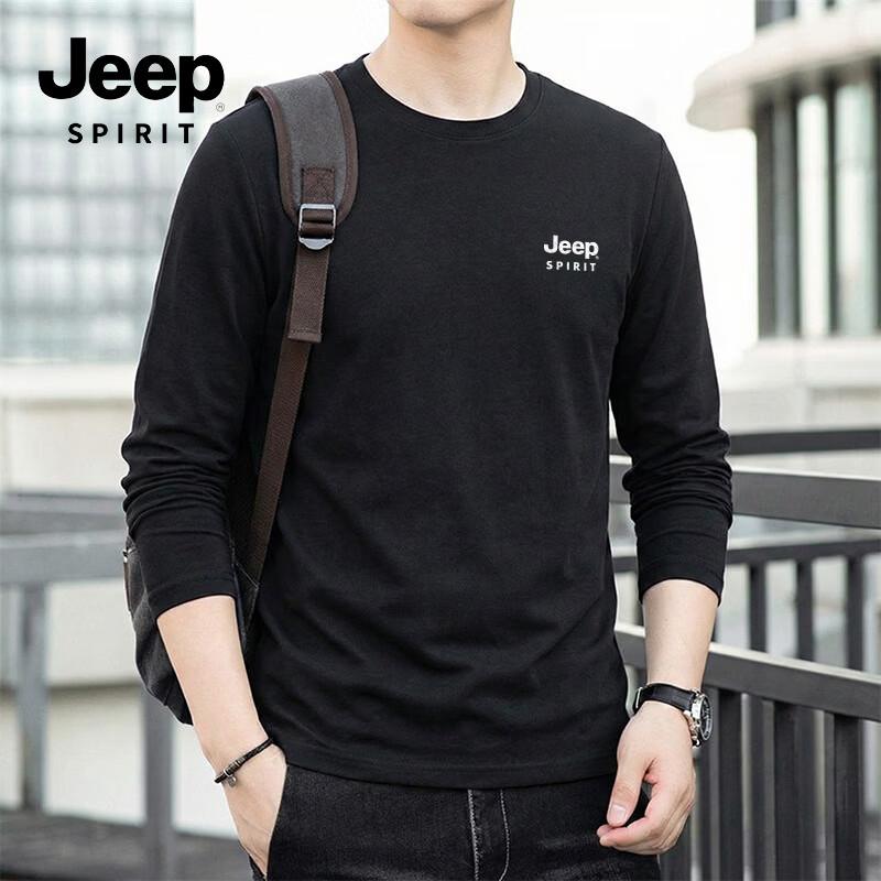 JEEP SPIRIT Men's 220G Pure Cotton Long-Sleeve T-Shirt