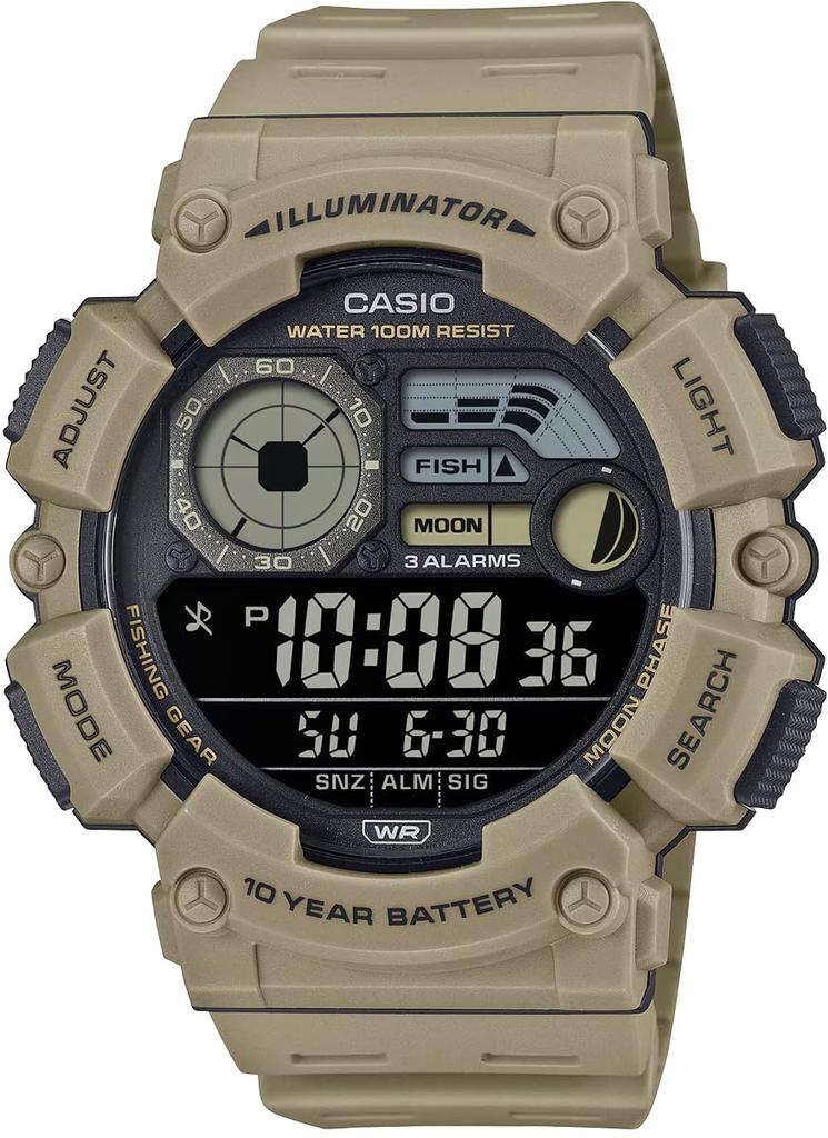 CASIO Digital Watch with Fishing Data Moon Data Display Function Black Inverted LCD Khaki Overseas Model [Casio] Men's & WS-1500H-5BV [Item]