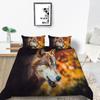 Home Textiles Bedding Suit with Pillowcase 3D Wolf Printed King Double Size Comforter Duvet Cover Bed Sets