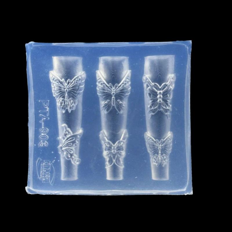Nail Decoration Template, 3D Silicone Mold for Carving Bows, Flowers, Butterflies and Roses, DIY Manicure Toolkit