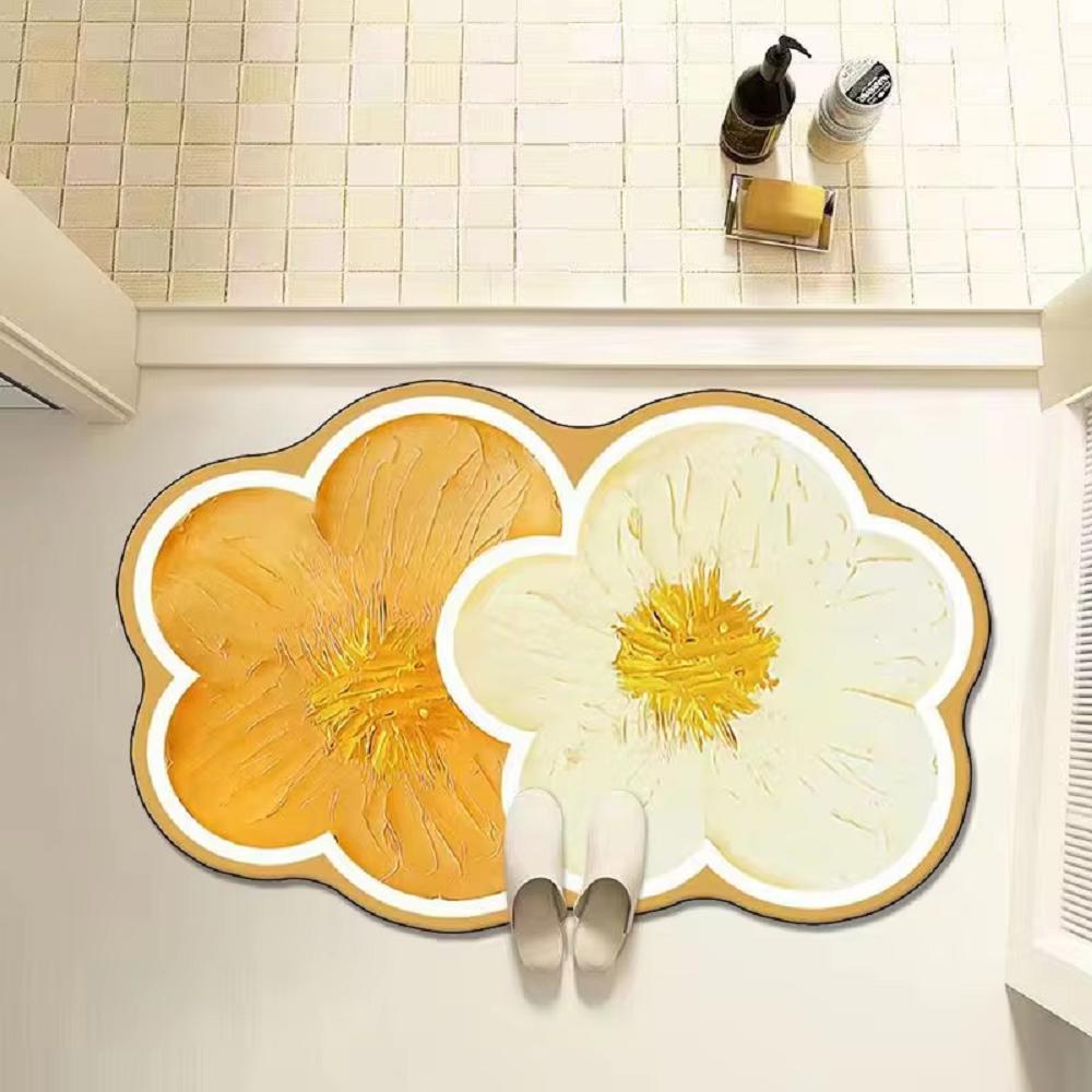 Creative Diatom Mud Floor Mat Irregularly Shaped Floral Absorbent Carpet Bathroom Anti-slip Flower Foot Mat