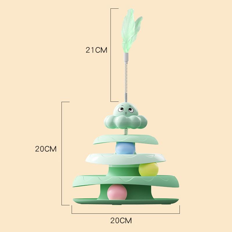 Rotating Octopus Cat Toy Collapsible Four-Layer Turntable Track Ball Cat Stick Feather Cat Self-Entertaining Anti-Boredom Toy