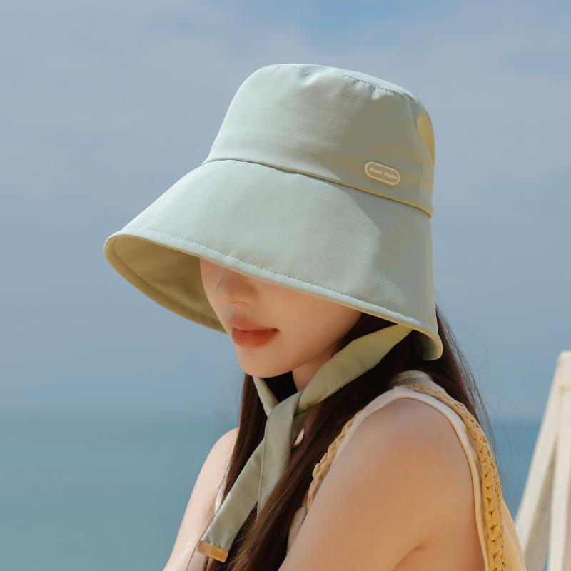 Summer casual versatile sun hat children outdoor cycling face cover sun hat surrounded by big eaves show face small bucket hat