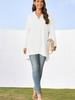 Camicia da donna oversize con bottoni, manica lunga, scollo a V, ampia e fluida