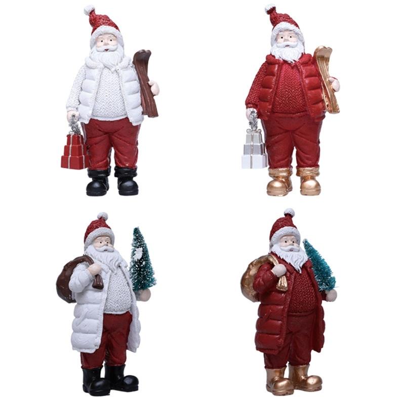 Christmas Figurine Figure Decors Resin Santa Clauses Statue Christmas Decorative Figurines Table Centerpiece for Holiday