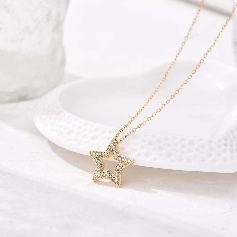 Trendy Multicolor Star Zincon Pendant Necklace For Women Stainless Steel Chain Choker Vintage Necklace Female Daily Jewelry Gift