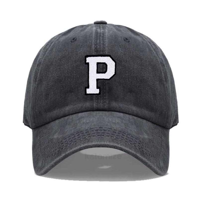 Vintage Washed Cotton Dad Hat Baseball Cap - 2-Tone A-Z Initial Embroidery Adjustable Unisex Team Cap for Men Women