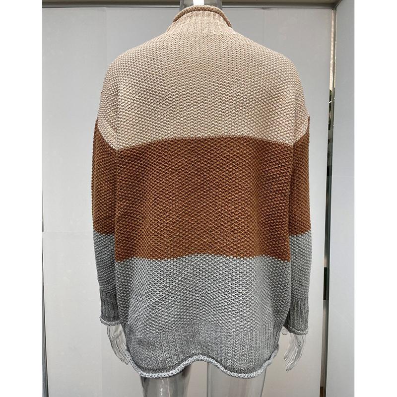 Autumn and Winter Long Sleeve Casual Plus Size Knitted Sweater Women Striped Turtleneck Pullover Sweaters Women Elegant Vintage Loose Knitwears 24956