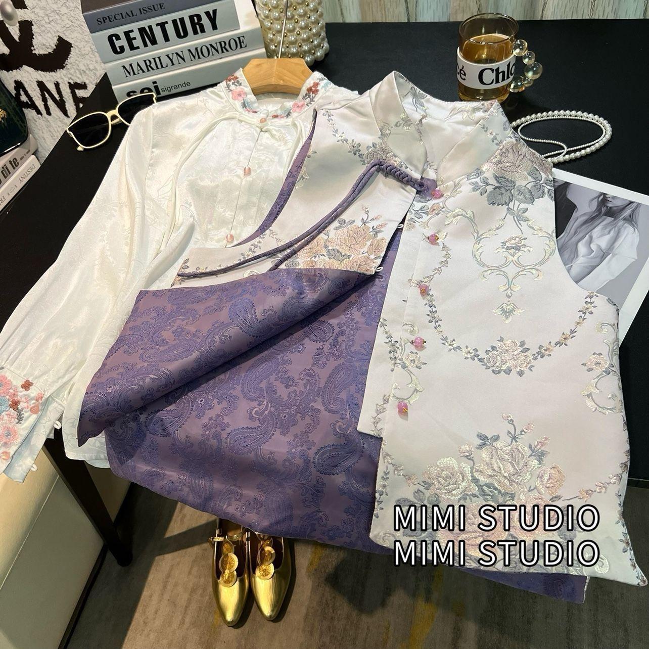 

2025 Дзен стойка воротник мода многослойный жилет трендовый древний стиль благородный темперамент жилет женщина 3XL (recommended 138-75 kg)