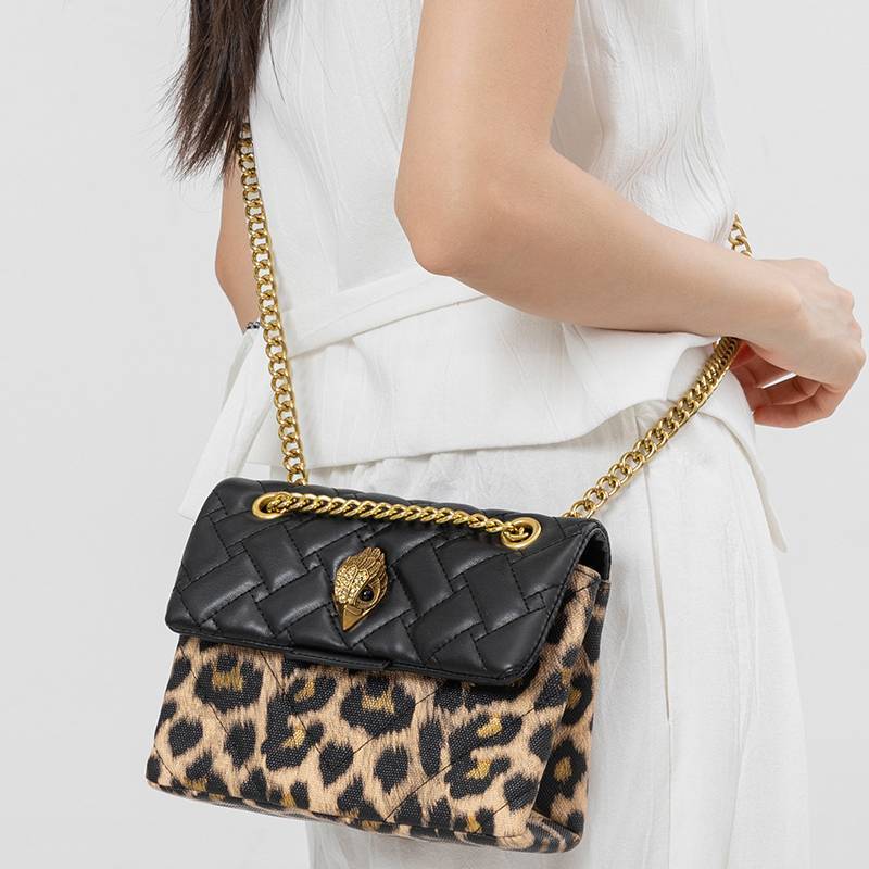 Crossbody Pu Handbag With Leopard Pattern And Eagle Head Decor For Daily Use