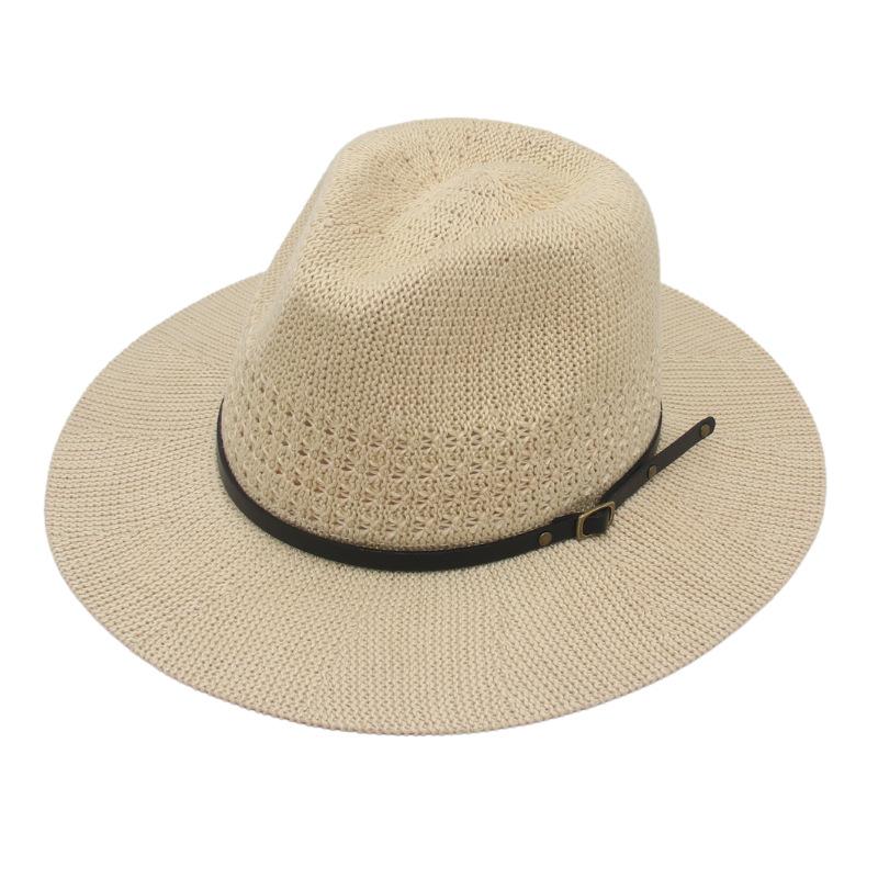2023 Spring And Summer New Tibetan Top Hat European And American Style Couple Black Belt Woven Jazz Hat Casual Panama Hat