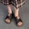 Johnature Retro Mixed Colors Soft Soled Flats Genuine Leather Comfortable Round Toe Women's Slip-on Shoes