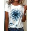 Women'S White Round Neck T-Shirt Print - Loose Fit Smooth Texture Graphic Tee,Casual Top, Breathable Round Neck Shirt