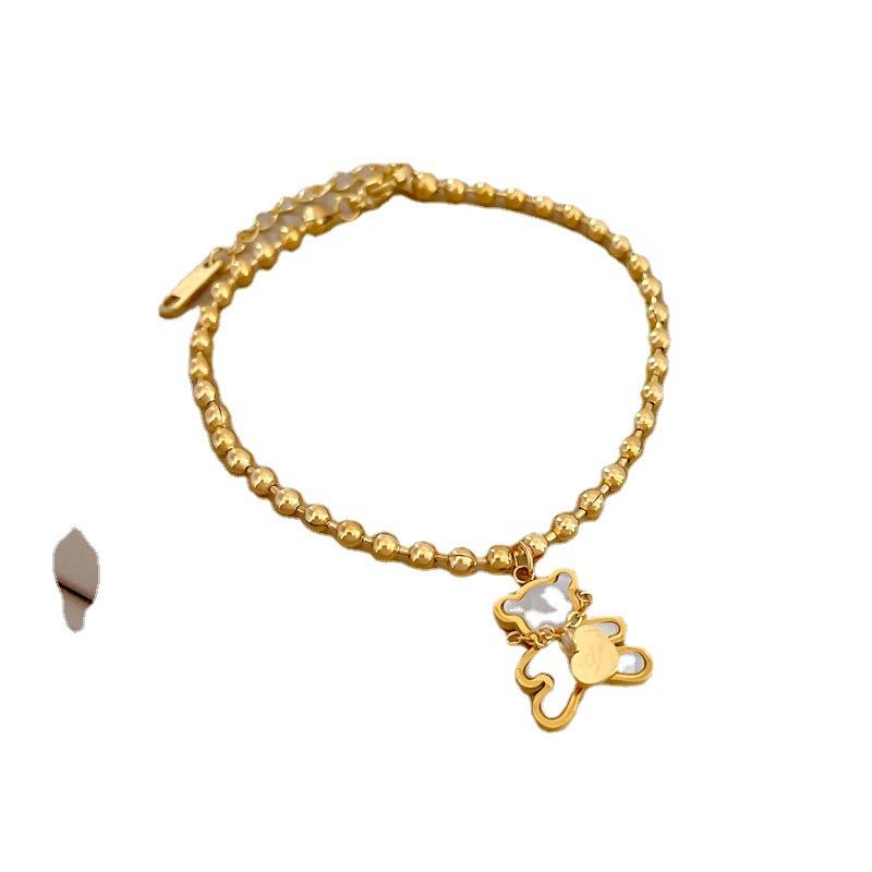 Brățară elegantă cu lanț minimalist norocos cu fritilarie și ursuleț de dragoste, retro pentru prietenă