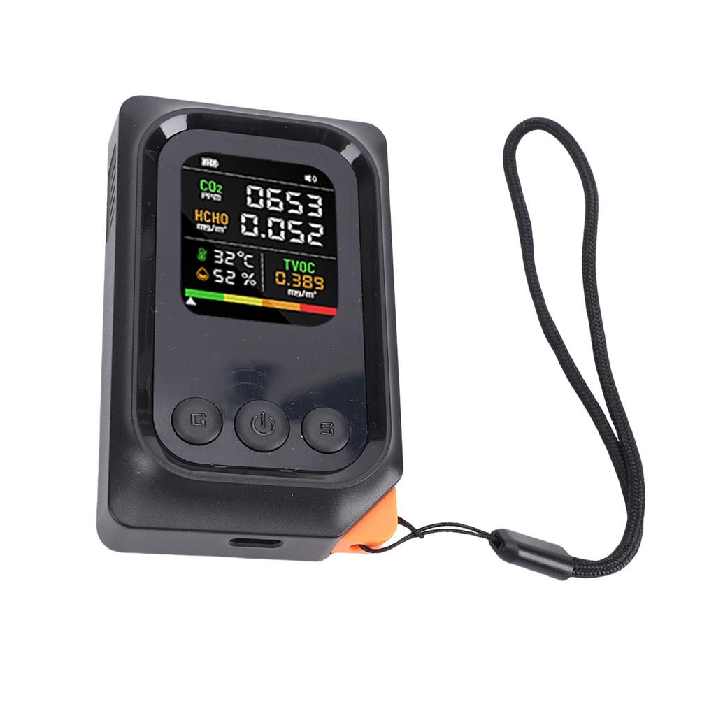 Air Quality Detector 5 In 1 CO2 TVOC HCHO Temp Humid Smart Tester Portable Rechargeable Compact