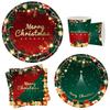 Klassisches Rot-Grün Farbschema Weihnachten Themenparty Zubehör Set Weihnachten Einwegpappteller Geschirr Kombination