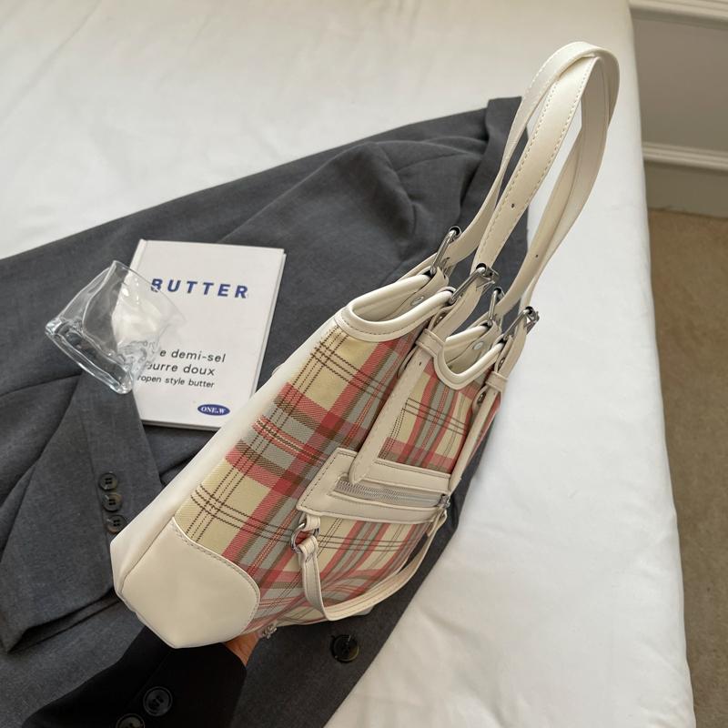 Handtasche Kontrastfarbe Plaid Kleine Quadratische Tasche Damen Schulter Umhängetasche