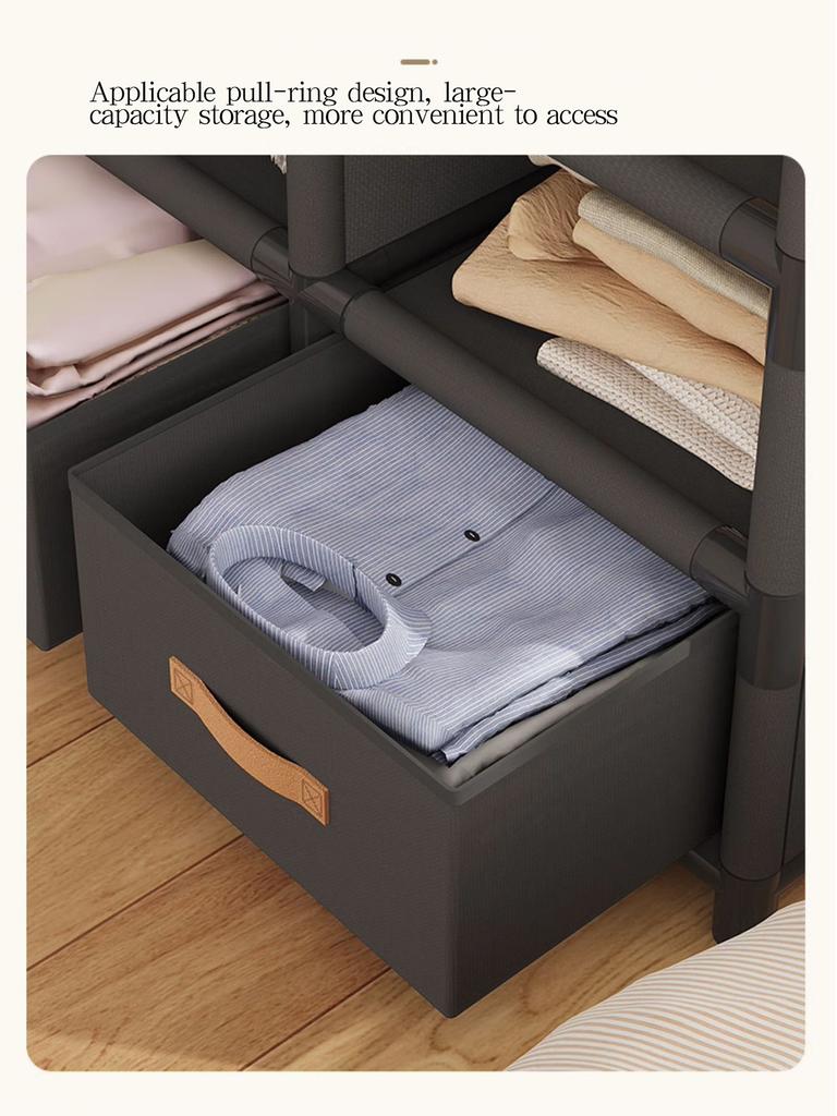 1 buc Organizator de garderobă de sine stătător, Sistem de rafturi portabil cu mai multe niveluri cu husă de praf - Ideal pentru sufragerii, dormitoare